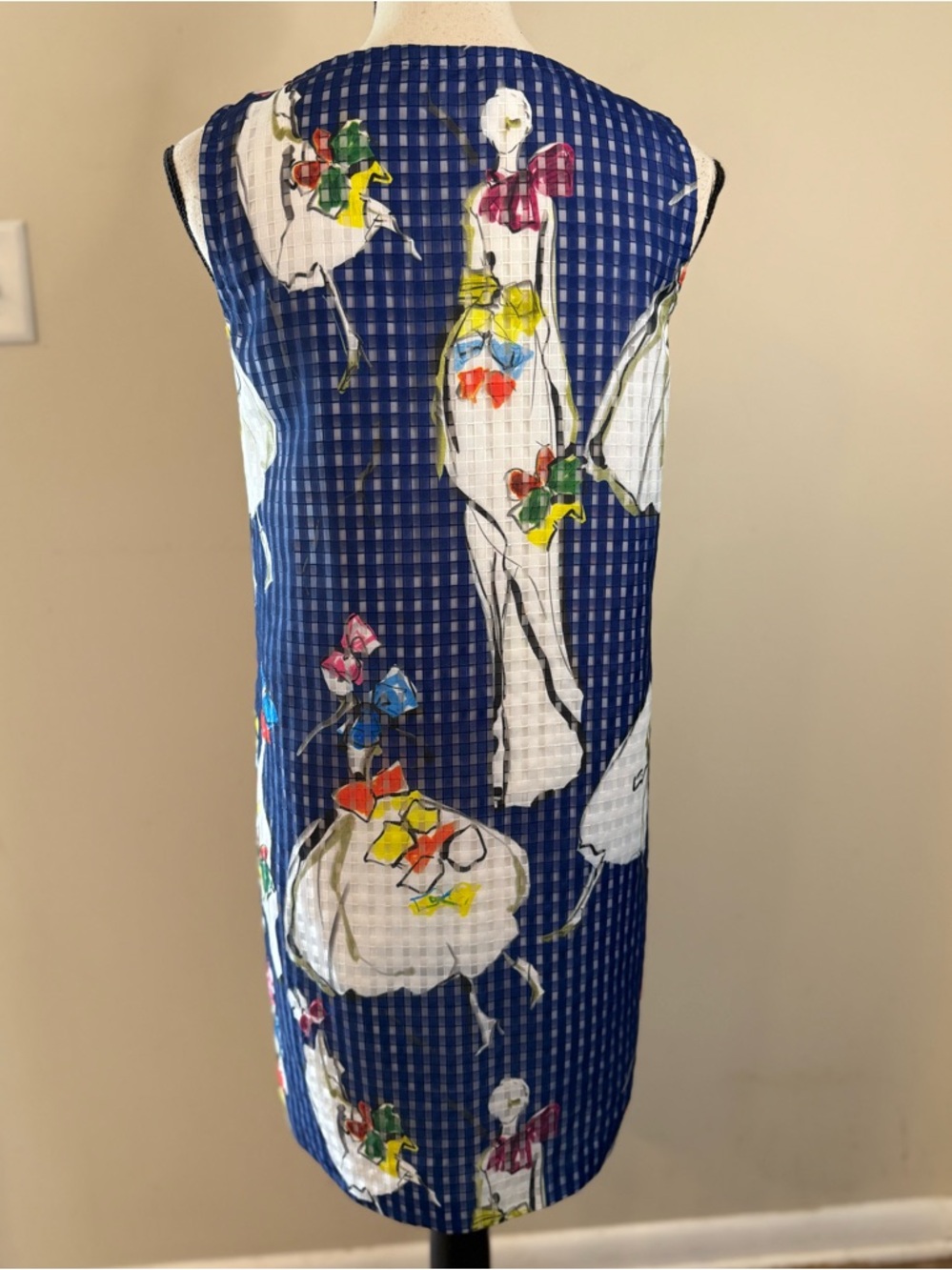 Wearable art handmade female fashionista sleeveless colorful midi dress SZ SM - Picture 4 of 9